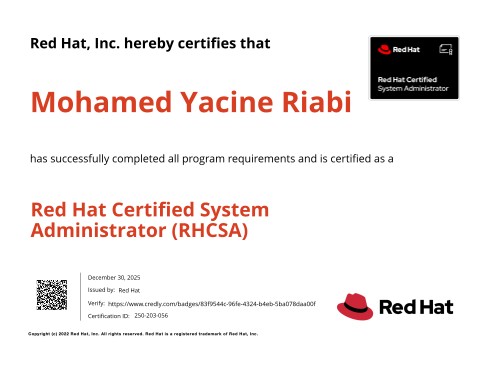 Red Hat Certified System Administrator certificate
